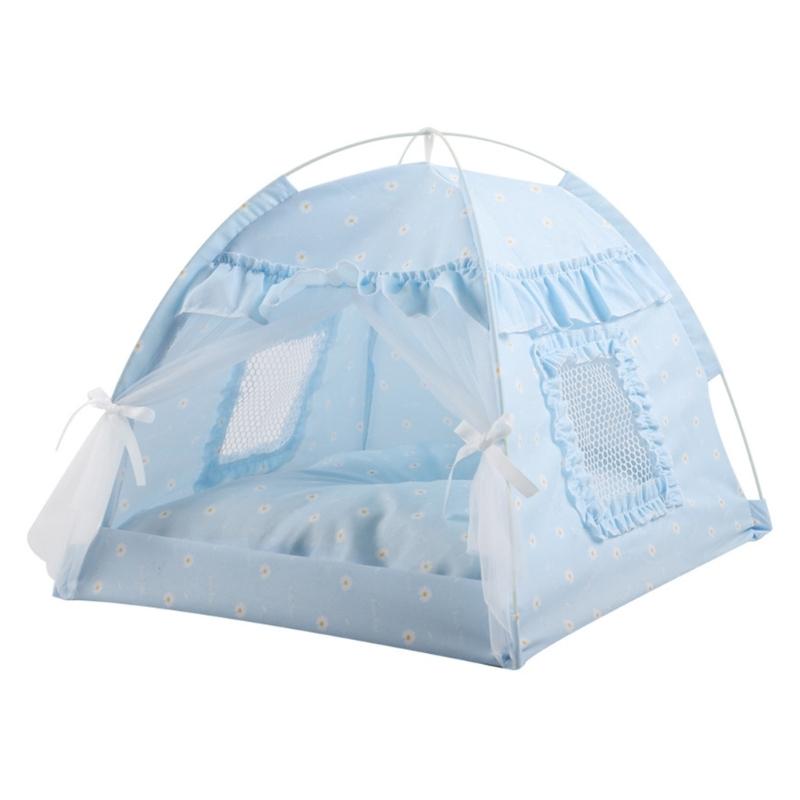 For Pet Tent Bed for Small Dogs and Cats Semi-closed Condo Summer Cave with 2-Sided Cushion Puppy House Easy To Clean