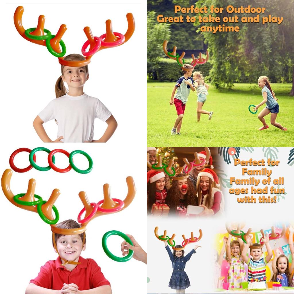 Inflatable Horn Reindeer Headband Throwing Hoop Suitable For Parties Christmas