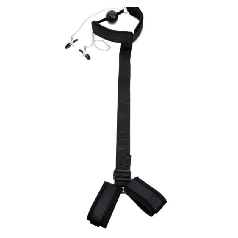 Bdsm Bondage Set Restraint Adult Game Handcuff Neck Collar Wrist Mouth Gag Strap Fetish SM Sex Toy For Woman Couples