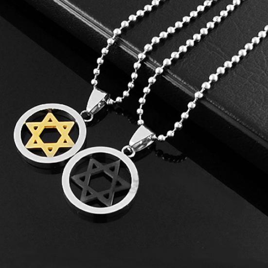 Unisex mote anheng i rustfritt stål jødisk Davidsstjerne halskjede smykker
