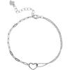925 Sterling Silver Double-Layer Heart Ladies Bracelet Korean Charms Bracelets For Women Party Vintage Jewelry Accessories
