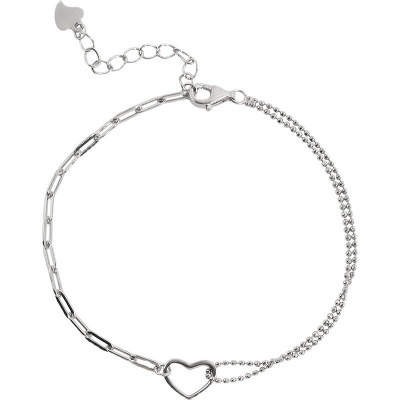 925 Sterling Silver Double-Layer Heart Ladies Bracelet Korean Charms Bracelets For Women Party Vintage Jewelry Accessories
