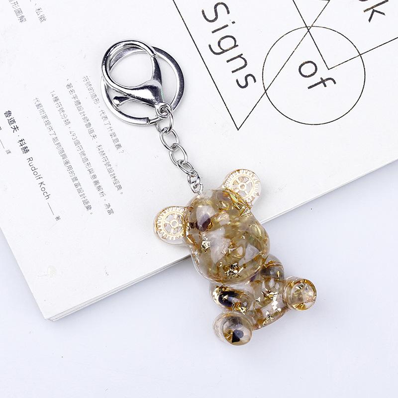 Crystal Resin Bear Keychain - Creative Hugging Bear Design for Car Keys