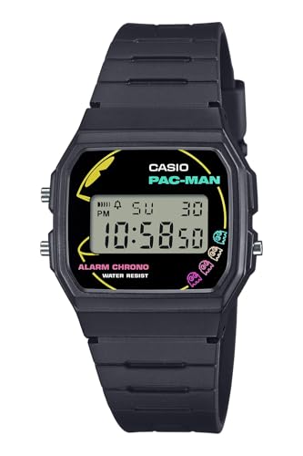 Классические часы Casio [Официальный японский продукт], Модель в сотрудничестве с PAC-MAN, Изготовлены из биопластика, Мужские, Черные, F-91WPC-1AJR