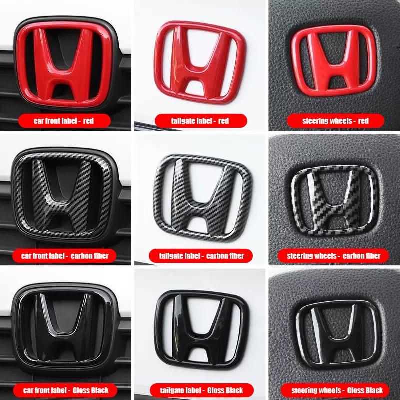 3Pcs ABS Auto Steering Wheel Trunk Emblem Front Grille Logo For Honda Civic 2019 2018 2017 2016 10th Generation Styling