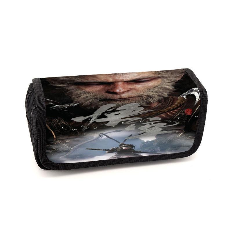 Spacious Black Myth Wu Kong Double Layer Student Storage Bag Oxford Material Design