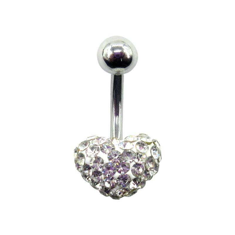 Ceramic Clay Diamond Ball Heart Shaped Navel Nail Full of Diamond Heart Shaped Navel Ring Inlaid with Diamond Jewelry