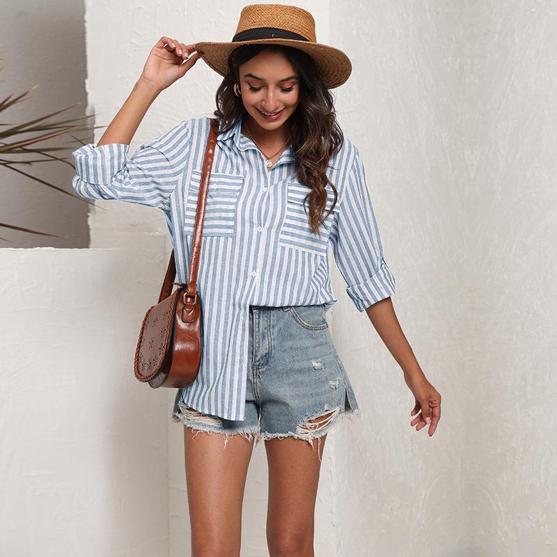 Elegant Women's summer blouses  striped casual woman tops women shirt blouse blusas blusa feminina long sleeve top female mujer