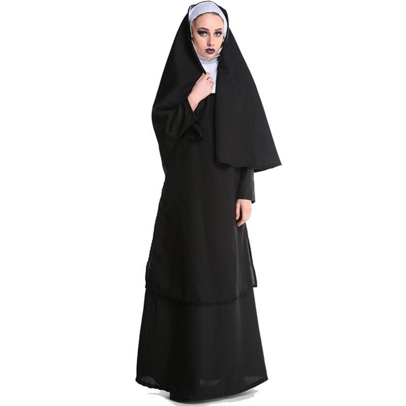 Adult Halloween Costume Cosplay Nun Outfit For Stage Performances L Xl)