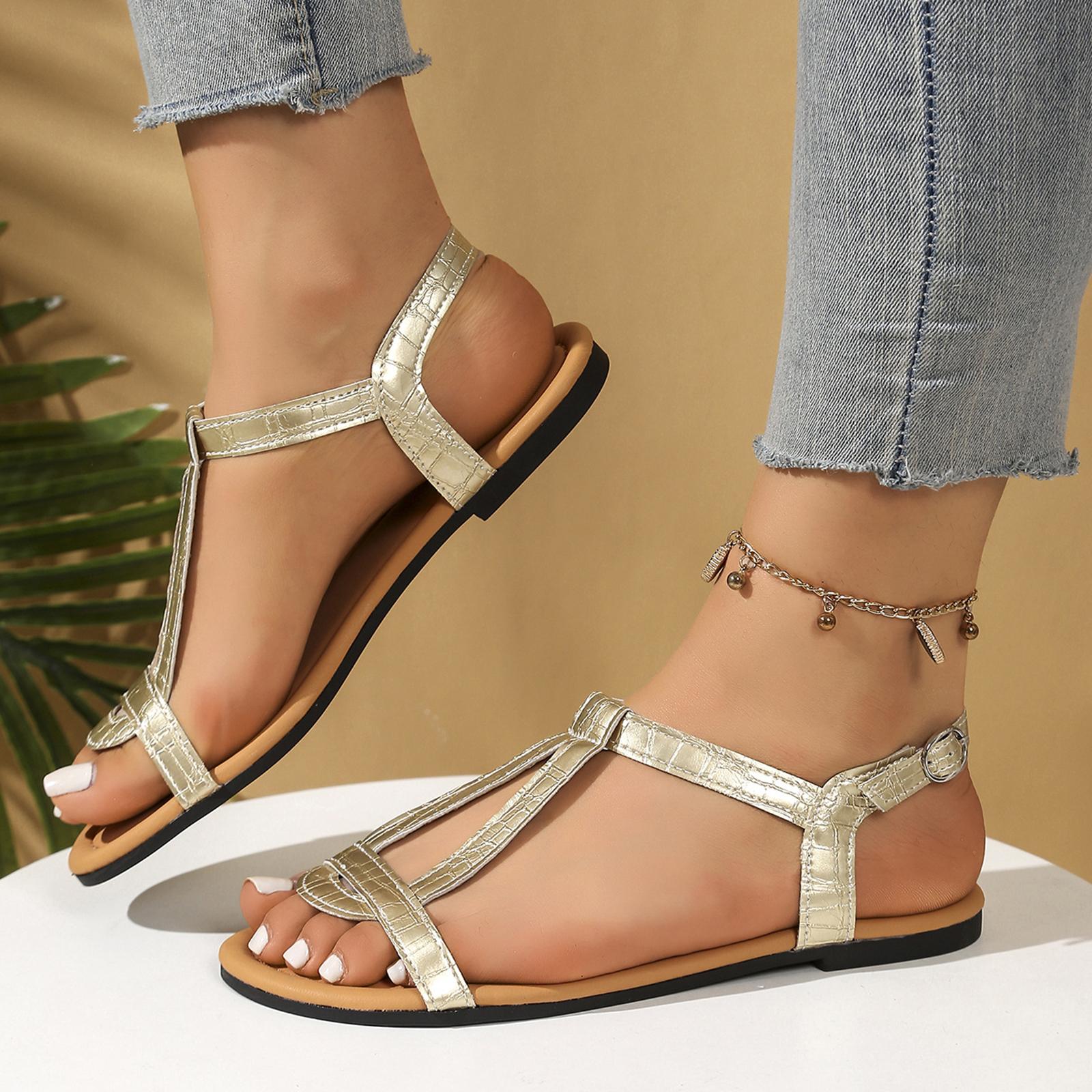 Summer Women s Snake Patterned Flat Bottomed Fashionable, Versatile And Comfortable Sandals 39