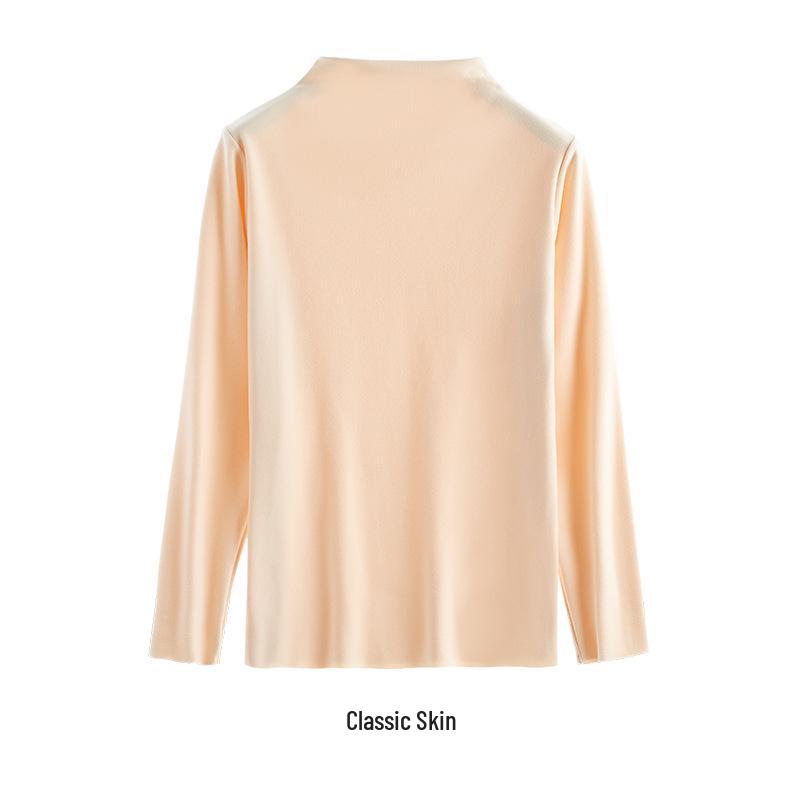 

Женская осенне-зимняя бархатная теплая футболка с длинным рукавом и высоким воротником L (100-120 jin) бежевый