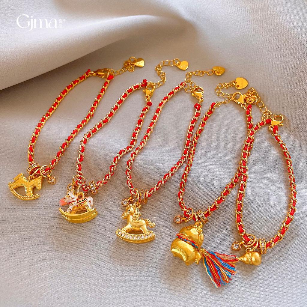 New Chinese style red braided rope natal year pony pendant bracelet bracelet personalized jewelry