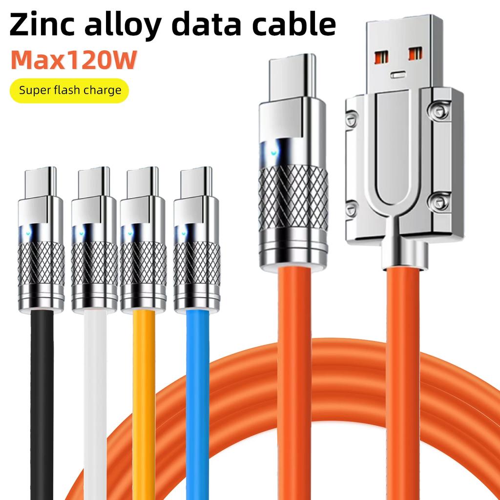 111W 6A Super Fast Charge Type-C Liquid Silicone Cable Quick Charge USB C Lines For Xiaomi Huawei Samsung USB C Phone Data Wire