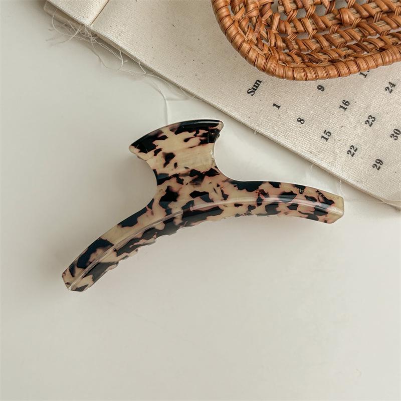 French Retro Large Leopard Print Claw Clip for Ponytails