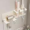 Multifunctional Hair Dryer Holder Integrated Large Capacity Storage Wall Mounted No Drill Organizer Bucket Aluminum Bathroom Rac