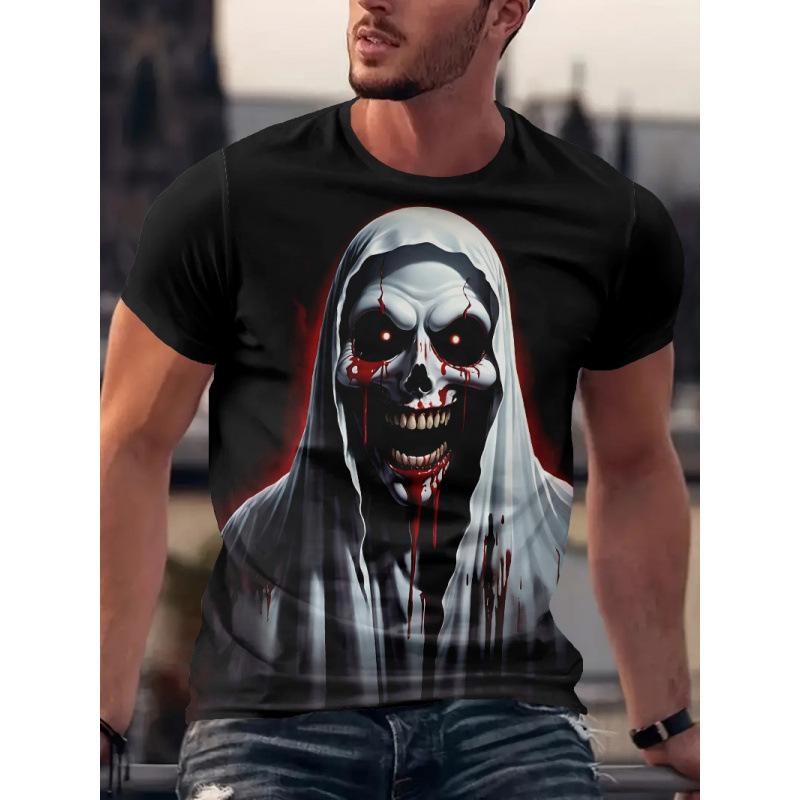 

Летняя футболка с круглым вырезом, 3D-принтом, забавным скелетом, модная, повседневная, с коротким рукавом, мужская 5XL