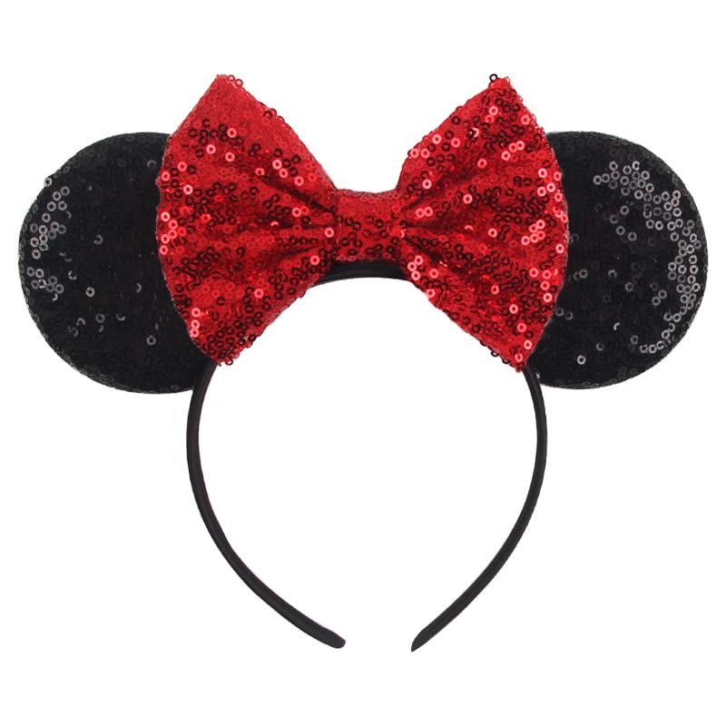 Trip Mickey Ears Headband For Girls Women Sequin Castle 5"Bow Hairband Festival Party Cosplay DIY Hair Accessories
