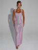 Elegant 2025 Sequin Rhinestone Bodycon Evening Dress with Double Shoulder Strap