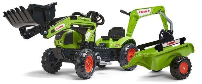 Tractopelle Claas - FALK - Volant directionnel, Excavatrice et Remorque - Fabriqué en France - 60% de plastique recyclé - Des 2 ans
