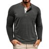 Men S Casual Long Sleeve Color Block Henley T Shirt