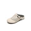 Design sense Roman woven hollow bag head cool slippers 2025 summer new wear round head thick heel muller shoes women