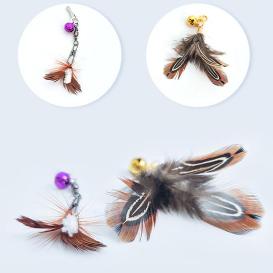 1.8m Cat Wand Toy High Toughness Extra Long Chasing Toy Retractable Cat with 2 Feather Bell Replacement for Indoor
