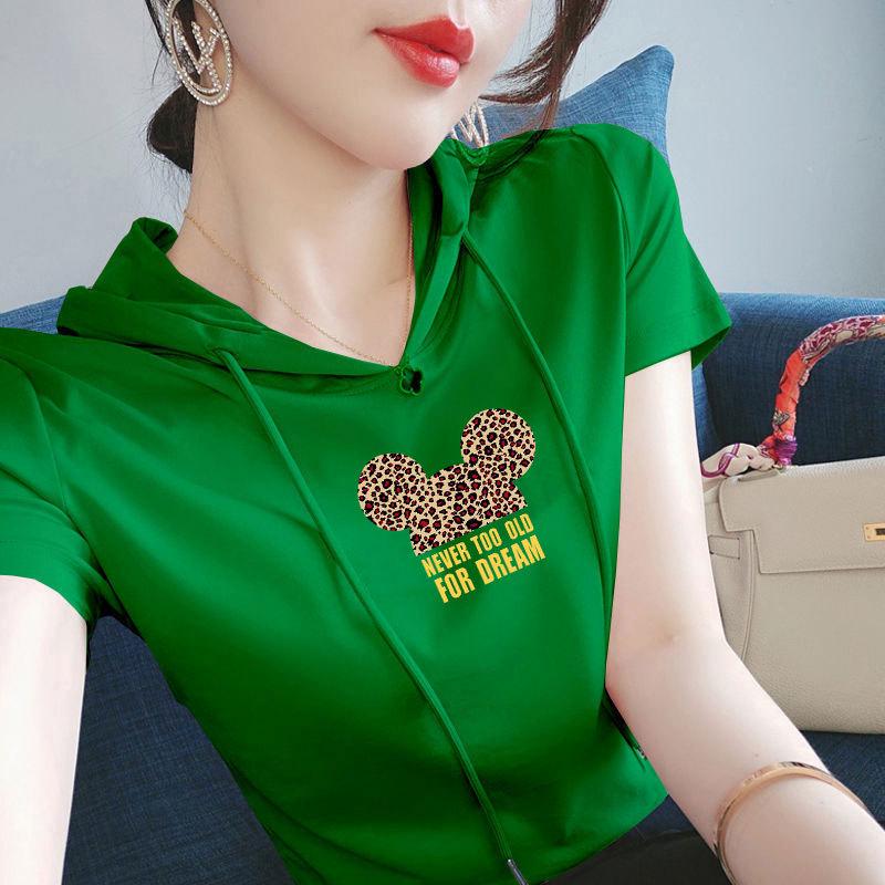 

Женская толстовка с капюшоном из 100% хлопка - Новый китайский этнический стиль, Короткий рукав, Свободный крой, Повседневный универсальный топ L (100-110 jin) розовый