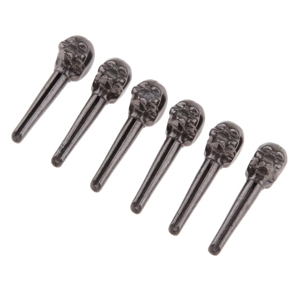 Six Piece Steel Acoustic Guitar Bridge Pins Musical Instrument Accessories Skull Design for Classic Guitar Repair