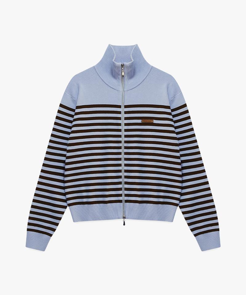 MARIE CLAIRE Striped Two-Way Knit Zip-Up (Magakc10Msb)