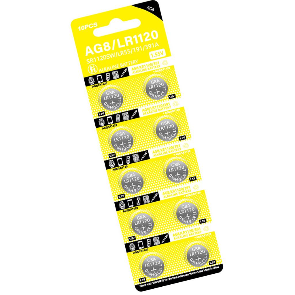 Pack of 10pcs/sheet LR1120 Alkaline Button Batteries 1.5V Coin Cell Battery for Watches Calculators and Digital Cameras