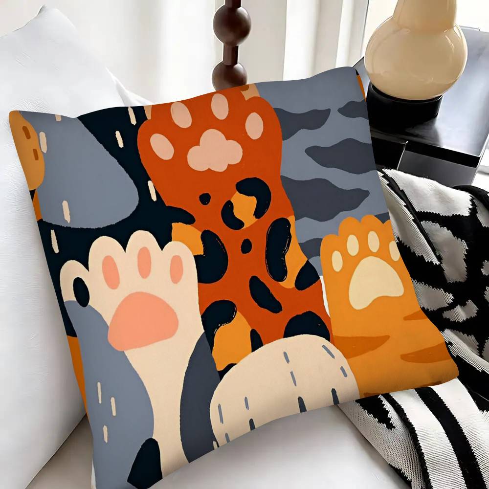 Cute Cat Paw Pillow Case Fashion Square Pillowcase Bedroom Sofa Room Ins Decoration Leisure