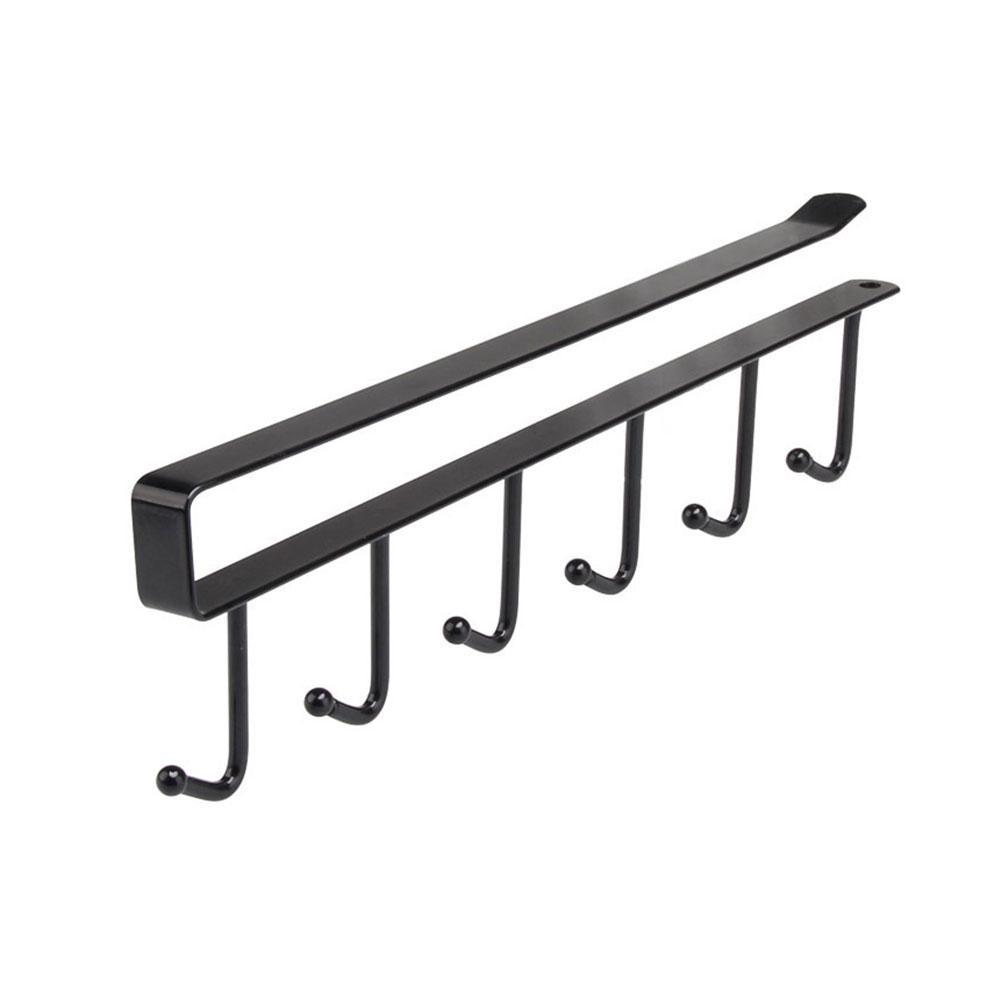 

Kitchen Ceiling Storage Hooks with 6 Hooks Kitchen Cabinet Organizer Hanger Home Hanging Tool Rack Efficient Space Saver чёрный