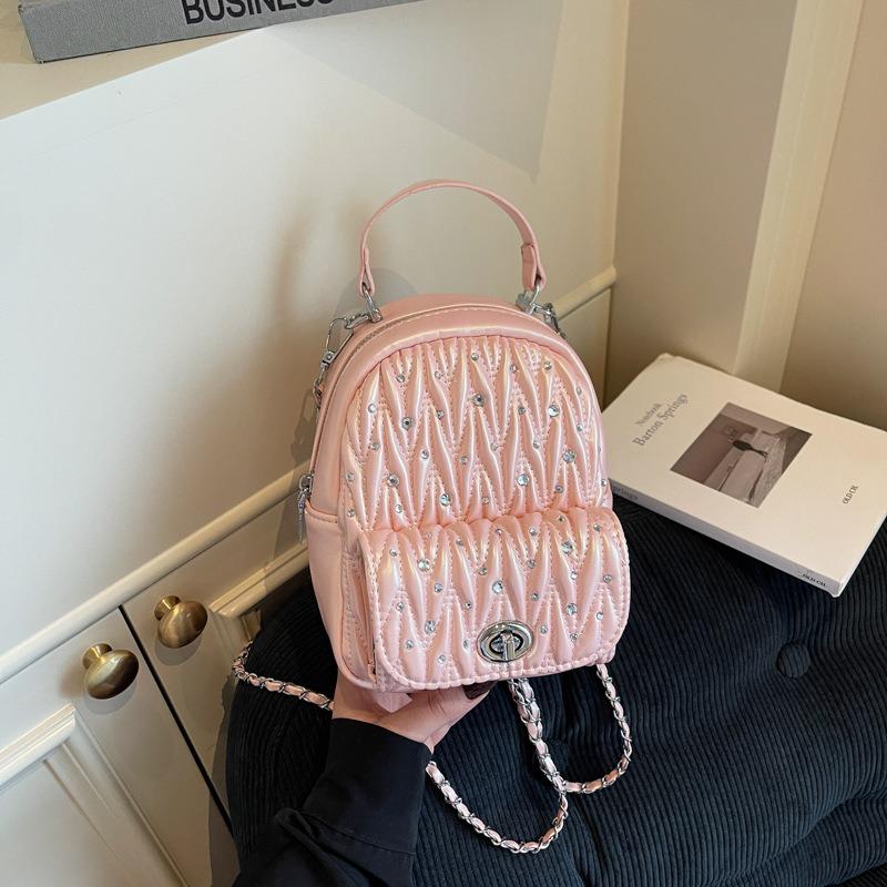 Premium Sense Niche Diamond Backpack Bag Women's New Fashion Versatile Backpack Travel Bag Tide