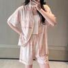 Sweet wind polka dot cotton and silk pajamas women's summer short-sleeved shorts lapel thin can be worn outside loungewear high-end suit