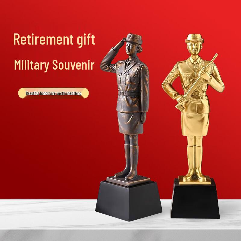 Military Veteran Commemorative Golden Figurine