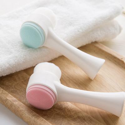 Double Silicone Facial Cleansing Brush Manual Massage Facial Brush Soft Bristles Exfoliator Double Sided Face Wash Brush