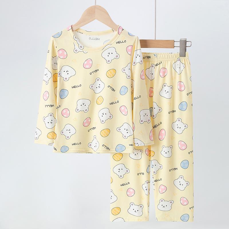 2-piece Children's Four Seasons Thin Underwear Set Boy Comfortable Autumn Clothes Girl Cute Printed Autumn Pants Set