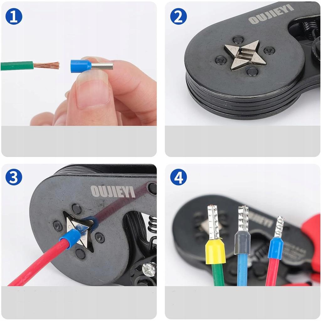 Rosfix Crimpzange für isolierte Aderendhülsen mit automatischem Abisolierer – 1200 Aderendhülsen im Set | Präzises Crimpen | Komfortable Bedienung