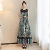 Women's Printed Sleeveless Lyocell Linen Blend Maxi Dress