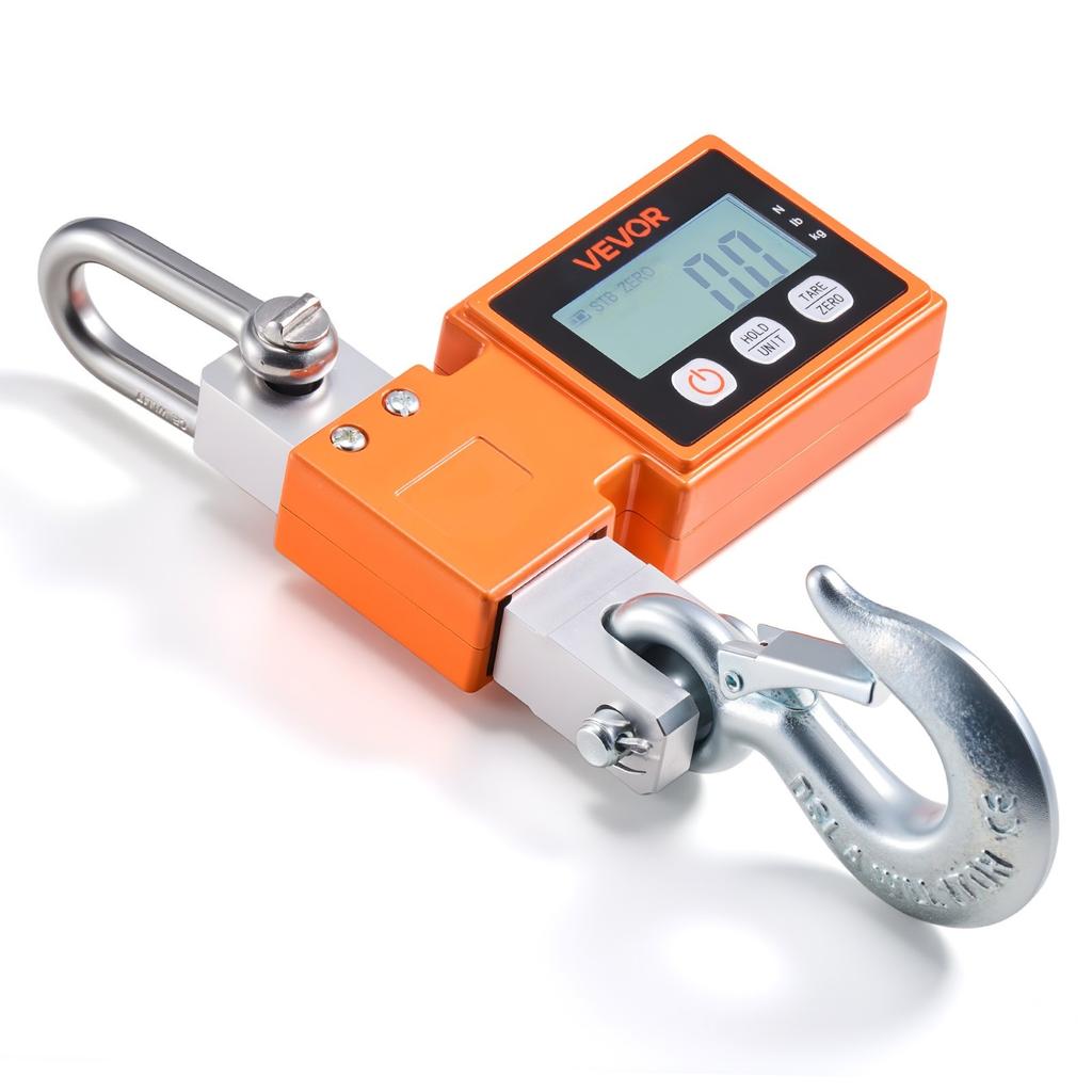 Digital Crane Scale, 1100 lbs/500 kg Max Capacity, Heavy Duty Industrial Hanging Scale with Cast Aluminum Case & LCD Display, 100 g Division & 3 Unit