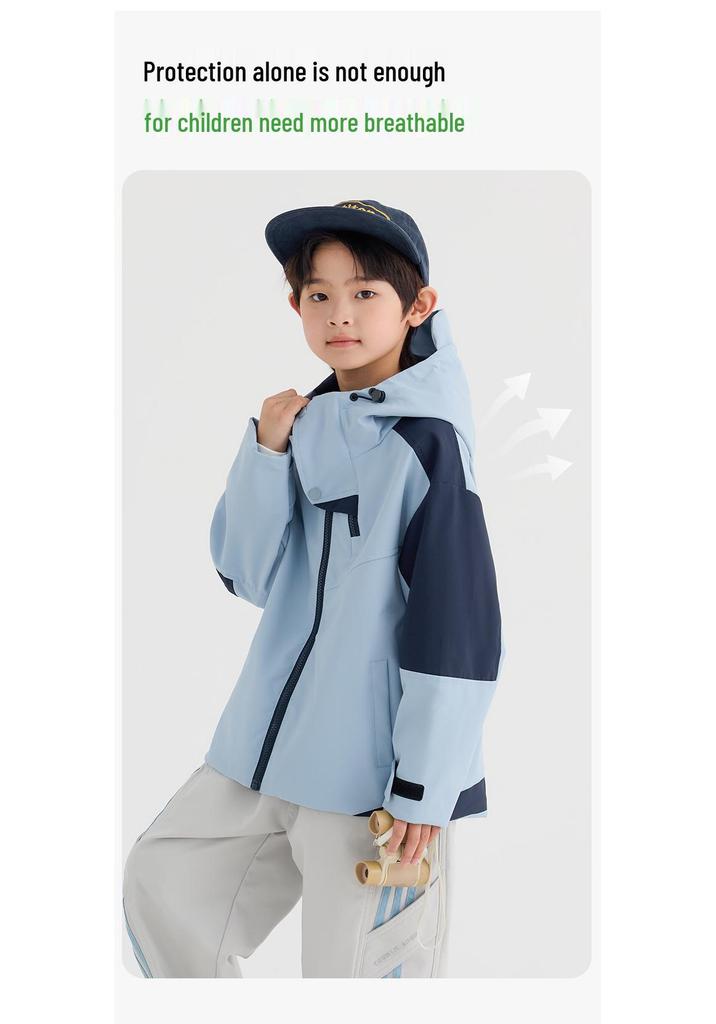 2026 Boys' Autumn Windproof Stain-Resistant Softshell Jacket - Waterproof, Comfortable Outdoor Sports Outerwear