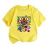 Kids Boys Girls 100% Cotton Crew Neck Short Sleeve T-Shirt, Geometry Game Cartoon Print Casual Summer Tee for Children Daily Wear Active Tops