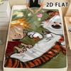 1Pc Calvin and Hobbes Print Flannel Blanket, High quality Comfortable for All Seasons, Home Decor, Warmth and Comfort, Perfect for Christmas Gifts