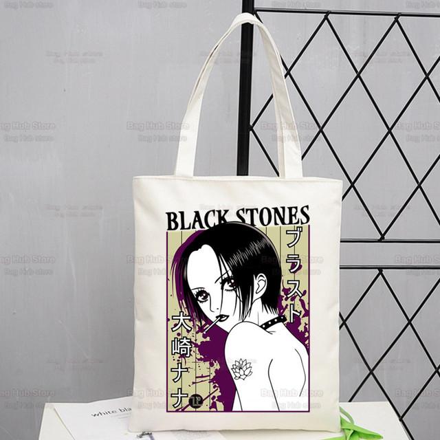 Nana Osaki Anime Women Package Canvas Bag Manga Komatsu Nana Handbags Shoulder Bags Casual Black Stones Shopping Girls Handbag