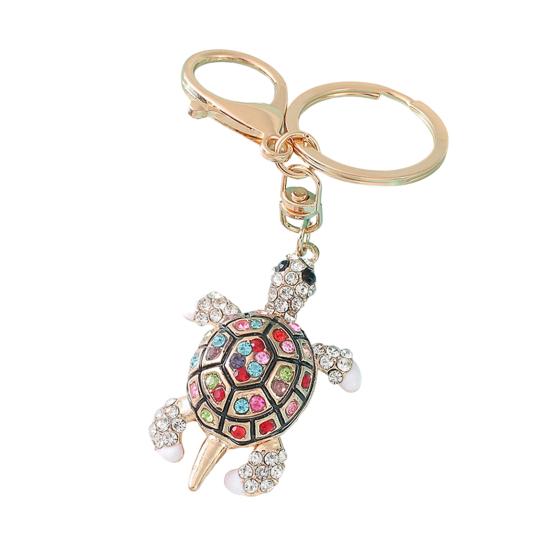 Cute Turtle Shape Rhinestone Keychain Sparkling Faux Crystal Bag Charm for Purse Handbag Accessory Gift for Women Girls