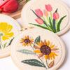 Gestempeltes Stoff Tulpe Sonnenblume Stanznadel-Set Garn Faden DIY Stickset