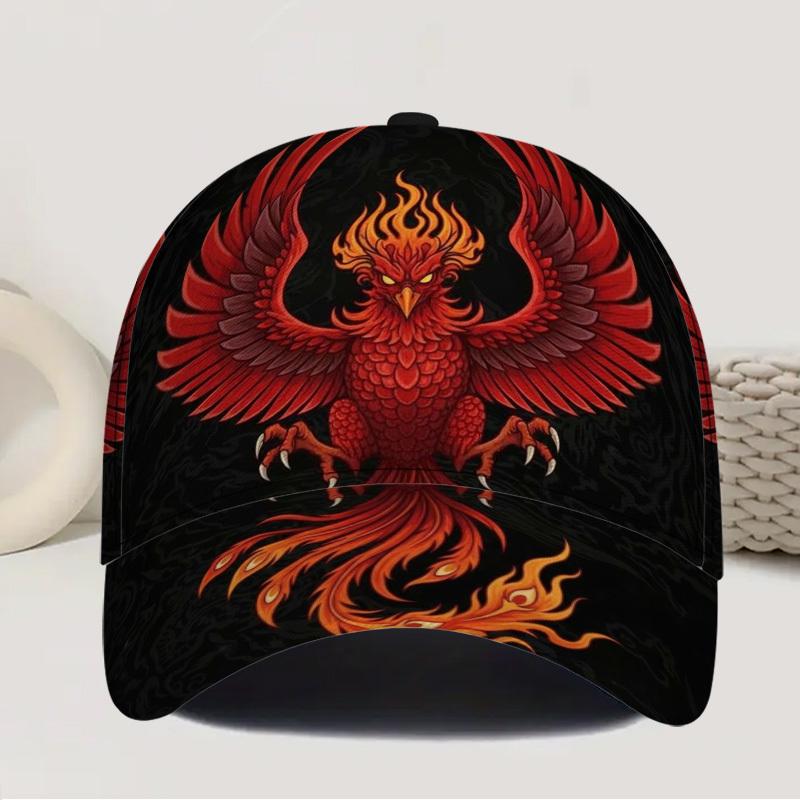 1pc Phoenix Rising Flames Print Baseball Cap Lightweight Adjustable Snapback Hat with Phoenix Flame Polyester Casual Outdoor