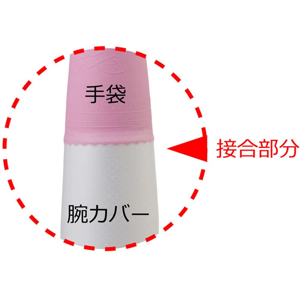 Okabe Showaglove Cooking Gloves 140 with Arm 1 Pair of No. Covers, Thick, Medium, Pink, (Set 2)