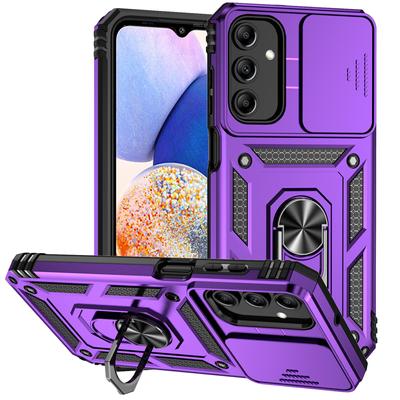 3-in-1-Schutzhülle für Samsung Galaxy A15 5G, magnetischer Auto-Ring-Halter, Stand-Rückseite, Schiebeobjektivabdeckung für Galaxy A14 5G-Hüllen
