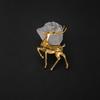 Elegant Gold Deer Brooch: High-End Metal Suit Accessory with Creative Design.